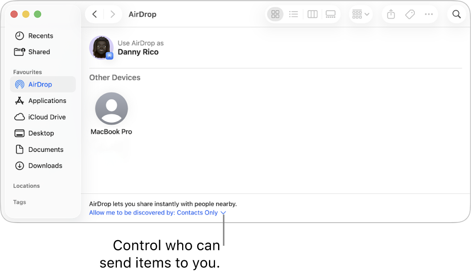 The Finder AirDrop window.