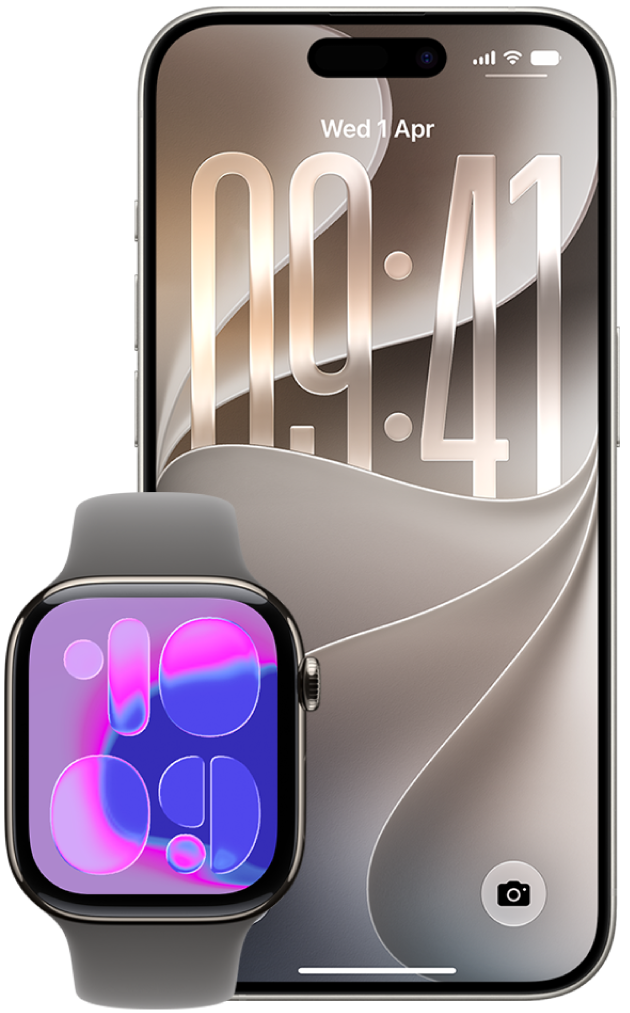 An Apple Watch and iPhone.