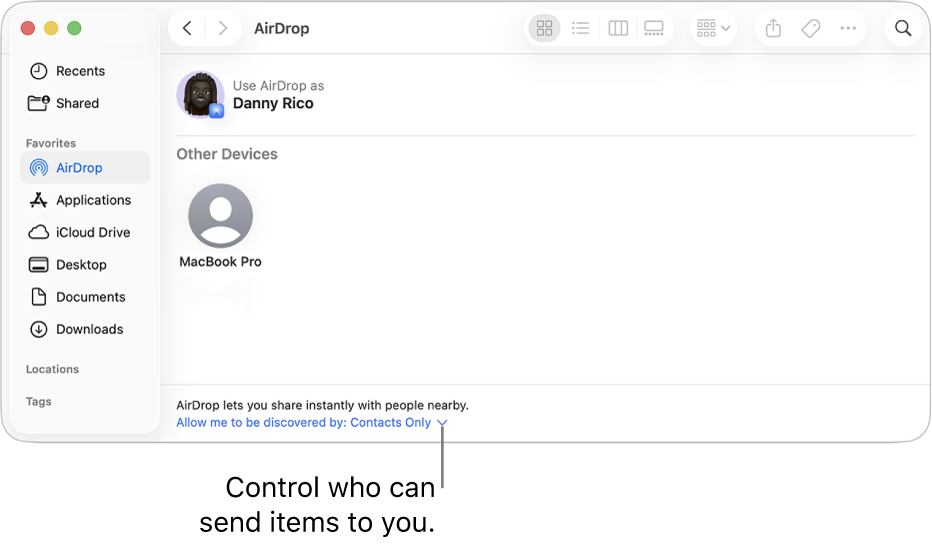 The Finder AirDrop window.