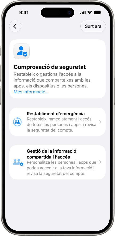 iPhone en què es mostra la pantalla de la comprovació de seguretat.