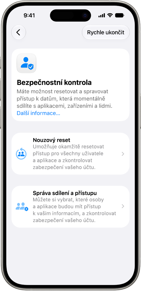 iPhone s obrazovkou Bezpečnostní kontrola