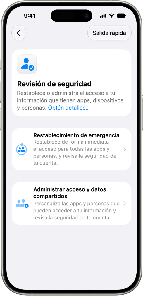 Un iPhone mostrando la pantalla de la revisión de seguridad.