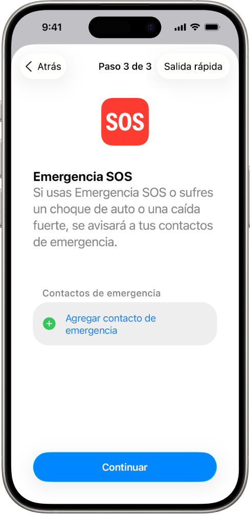 La pantalla de un iPhone mostrando la pantalla de Emergencia SOS.