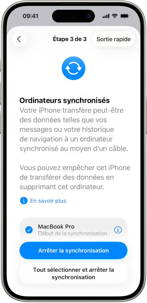 Un iPhone qui affiche l’écran Contrôle de sécurité.