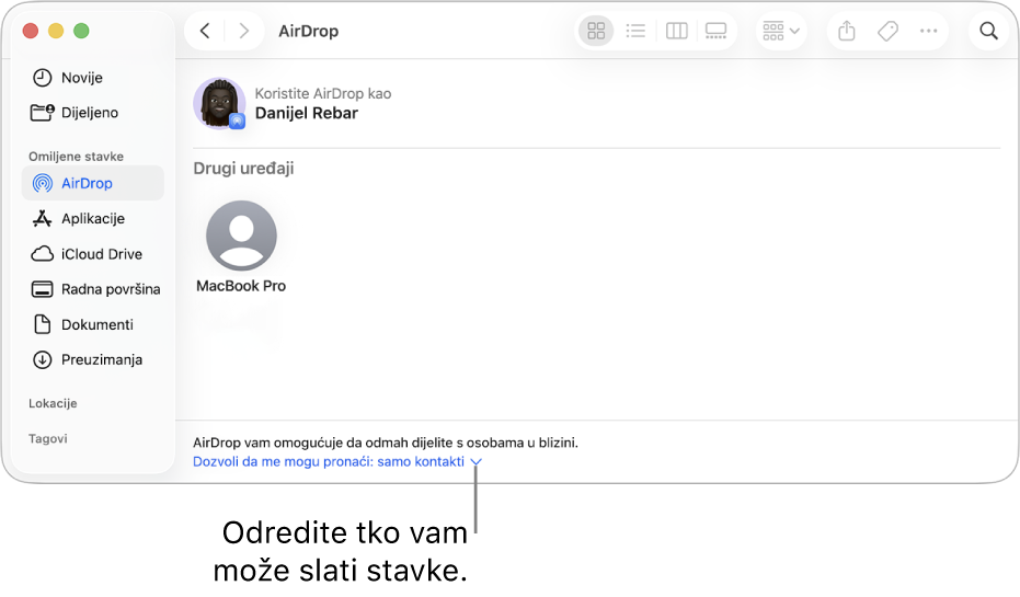 Prozor Finder AirDropa.