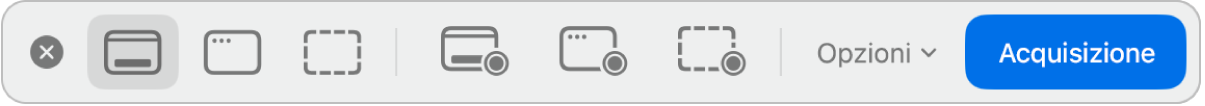 Il pannello degli strumenti nell’app Screenshot.