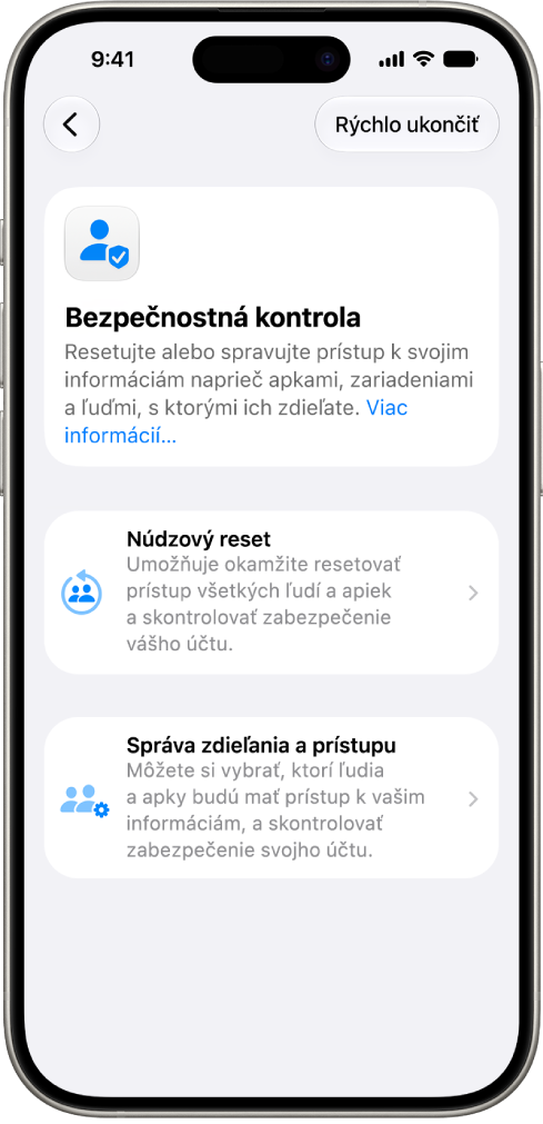 iPhone s obrazovkou Bezpečnostná kontrola.
