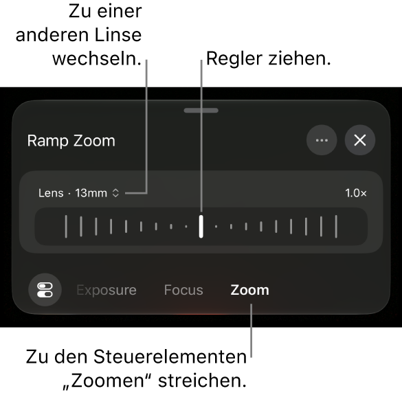 Die Steuerelemente „Rampen-Zoom“.
