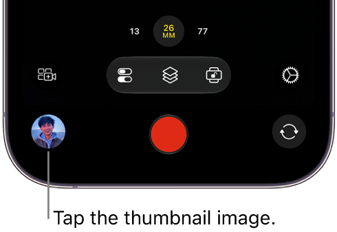 A thumbnail image at the bottom of the Final Cut Camera screen.