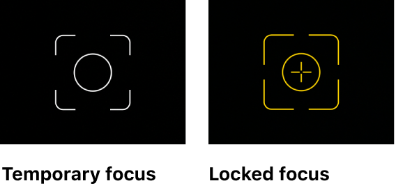 A white onscreen focus indicator on the left, and a yellow onscreen focus indicator on the right.