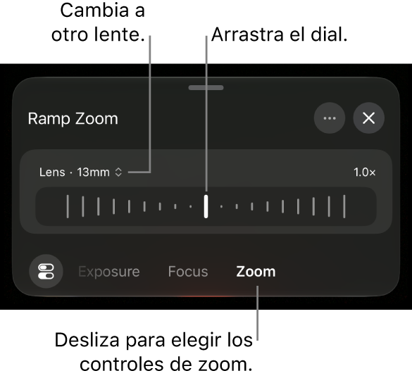 Los controles de zoom progresivo.