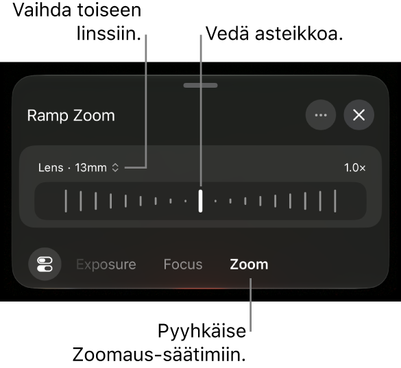 Ramp Zoom -säätimet.
