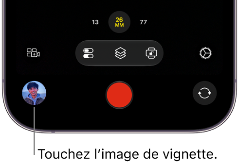 L’image de vignette au bas de l’écran de Final Cut Camera.