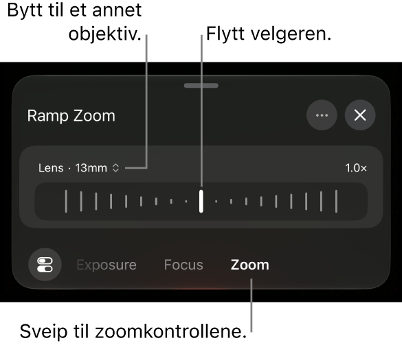 Ramp Zoom-kontrollene.
