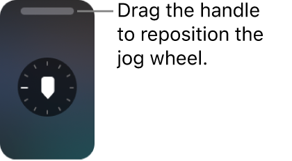 Das erweiterte Jogwheel mit einem horizontalen Aktivpunkt oben, mit dem es an eine andere Position bewegt werden kann.