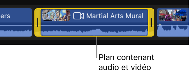 Plan de la timeline sélectionné contenant de l’audio et de la vidéo.