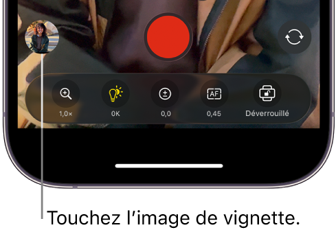 L’image de vignette au bas de l’écran de la Final Cut Camera.