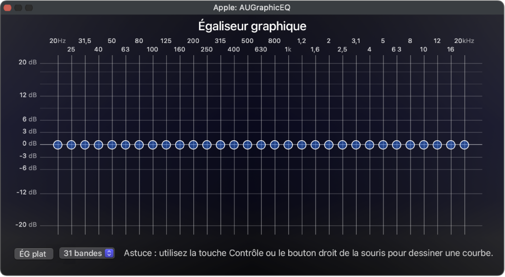 Fenêtre d’égaliseur graphique de Compressor.