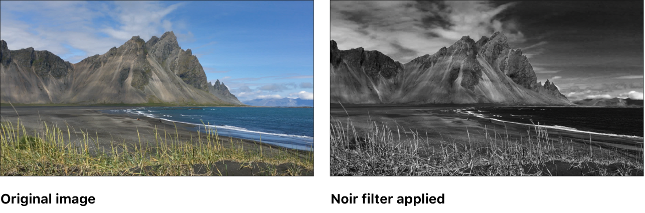 Canvas mit dem Effekt des Filters „Noir“