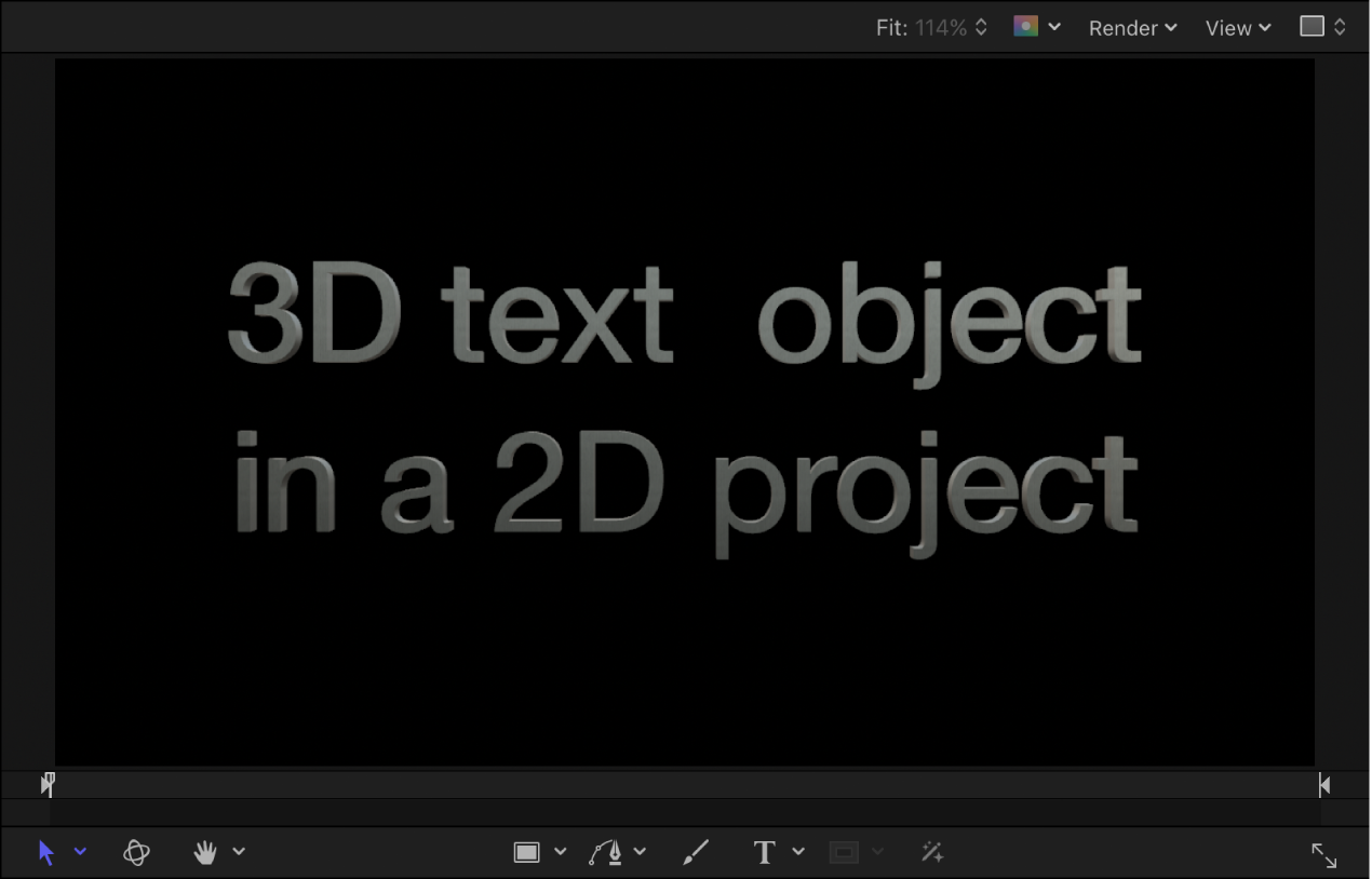 Canvas showing example of 3D text in a 2D project