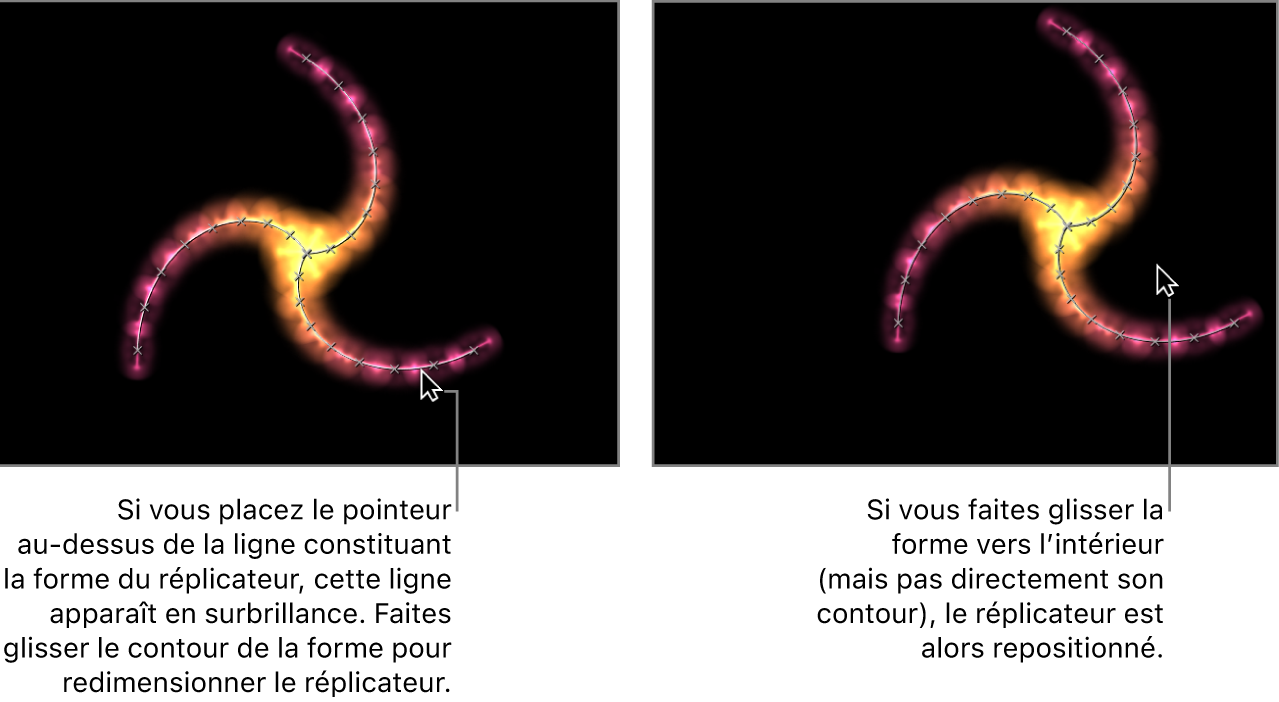 Canevas affichant les commandes à l’écran pour un réplicateur