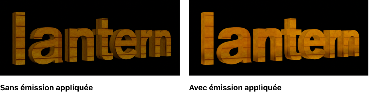 Canevas affichant l’effet d’un calque d’émission