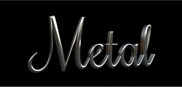 Substance de métal Aluminium appliquée à du texte 3D dans le canevas