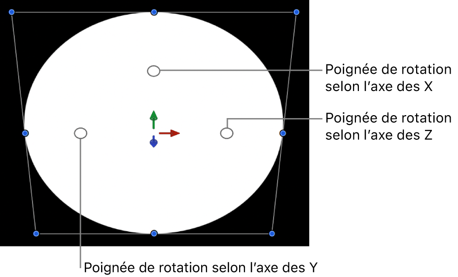Commandes de rotation 3D à l’écran
