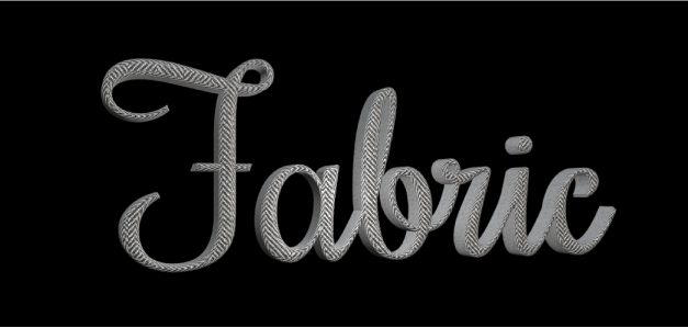Substance de tissu Tweed appliquée à du texte 3D dans le canevas