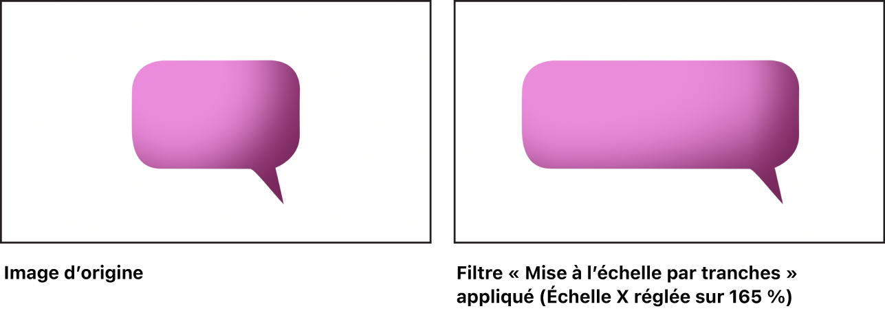 Canevas affichant l’effet du filtre Mise à l’échelle par tranches