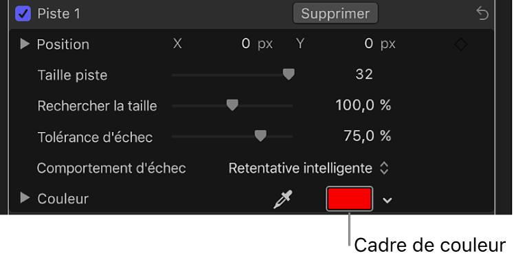 Inspecteur affichant les commandes de couleur d’un suivi