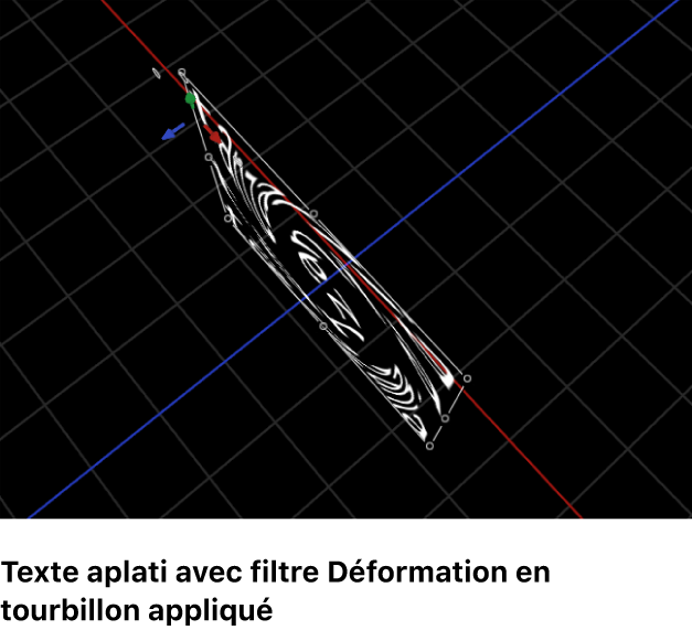 Canevas affichant un filtre appliqué à du texte aplati
