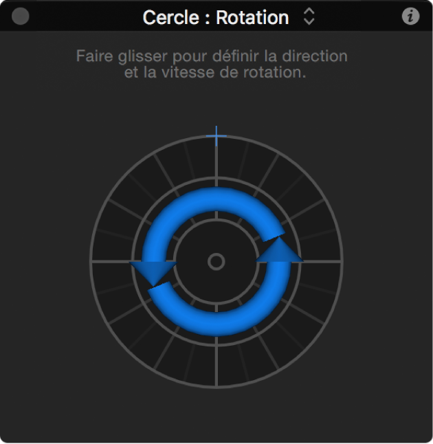 Palette du comportement Rotation avec paramètre d’axe défini sur Z