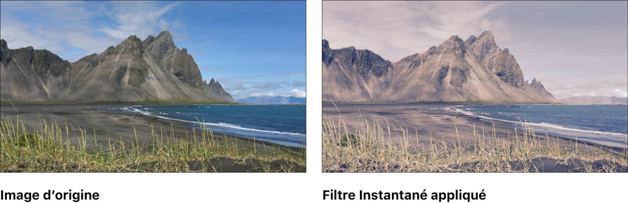 Canevas affichant l’effet du filtre Instantané