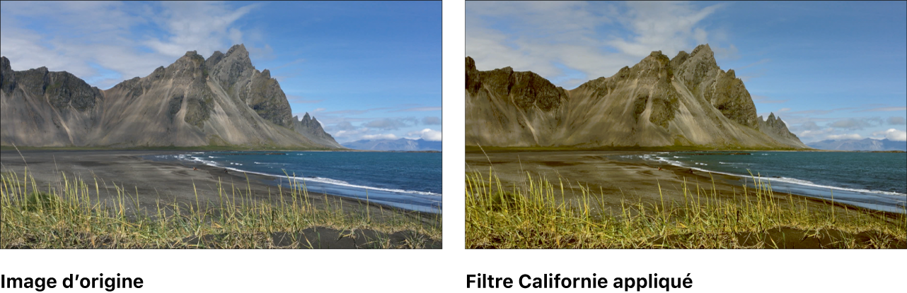 Canevas affichant l’effet du filtre Californie