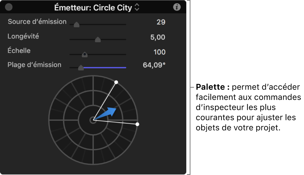 Fenêtre de la palette