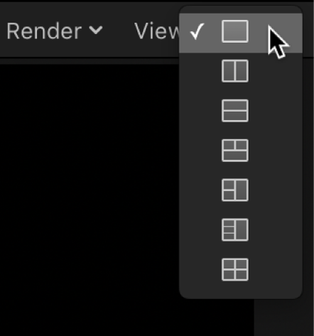 表示レイアウトのポップアップメニューが表示されたキャンバス