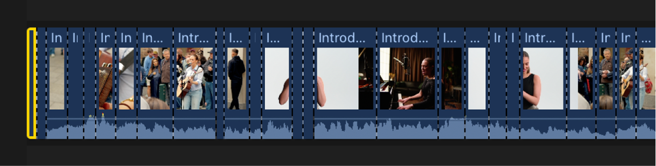 Der gleiche Clip, aufgeteilt in separate Clips für jede erkannte Szene im Original