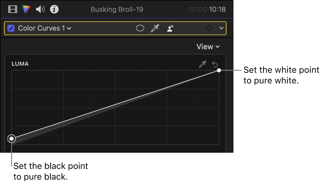 The Luma curve in the Color Curves effect in the Color inspector
