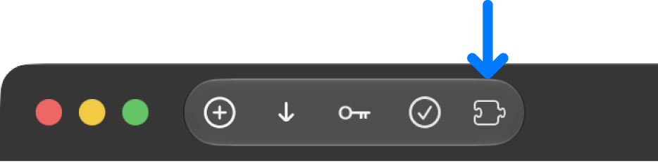 The Extensions button in the toolbar