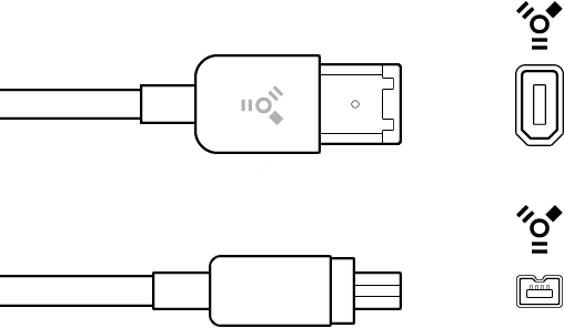 Connecteurs à 4 et 6 broches de câble FireWire