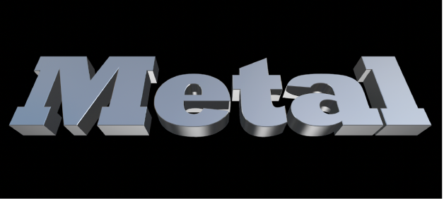 Texte 3D dans le visualiseur avec la substance Métal appliquée