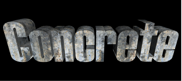 Texte 3D dans le visualiseur avec la substance Béton appliquée