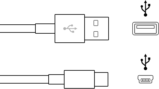 Connecteurs USB de type A et de type B