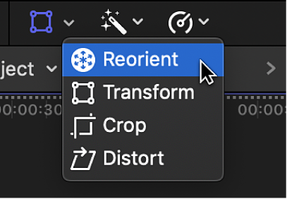 O item do menu Reorientar para acessar o controle Reorientar