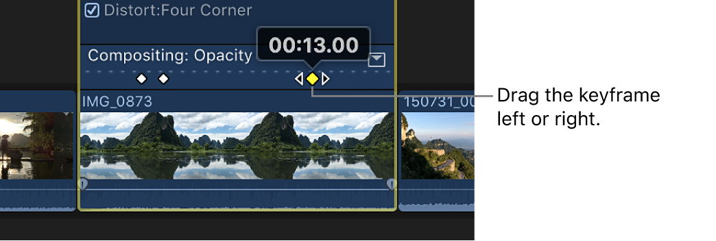 Um quadro principal sendo arrastado no editor de Animação de Vídeo.