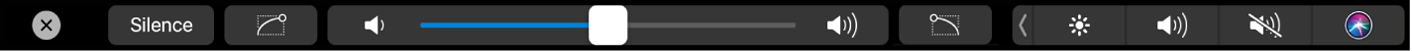 A Touch Bar mostrando os controles de áudio