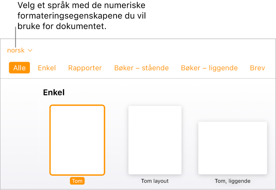 Lokalmenyen øverst i venstre hjørne av malvelgeren med English (United States) valgt.