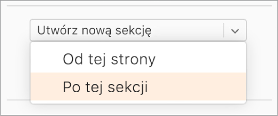 Otwarte menu podręczne Utwórz nową sekcję z wybraną opcją Po tej sekcji.