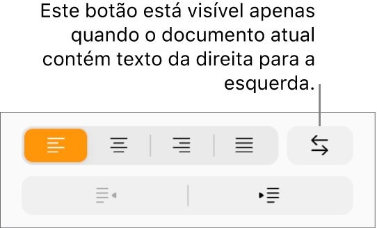 O botão “Direção do texto” na barra lateral "Formatação”.